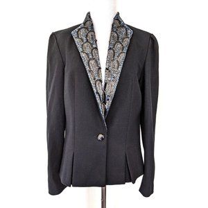Nolan Miller Dynasty Collection Vintage Wool Black Beaded Lapels Formal Blazer